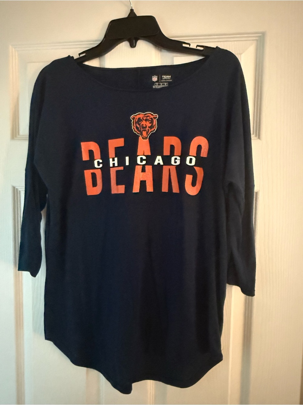 NFL Chicago Bears Navy and Orange Women's Long Sleeve Team Top